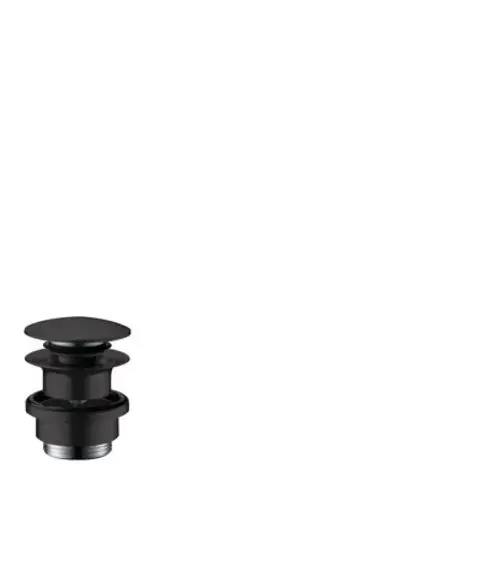 Ablaufgarnitur in mattschwarz von Hansgrohe für Waschtisch- und Bidetmischer. Enthält Push-Open Mechanismus und hat ein kompaktes Design.